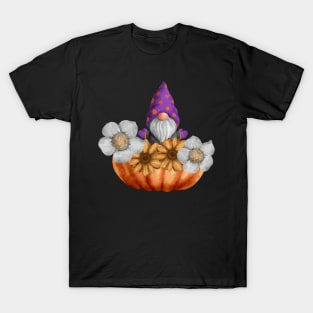 Gnome in a Pumpkin with Flowers T-Shirt